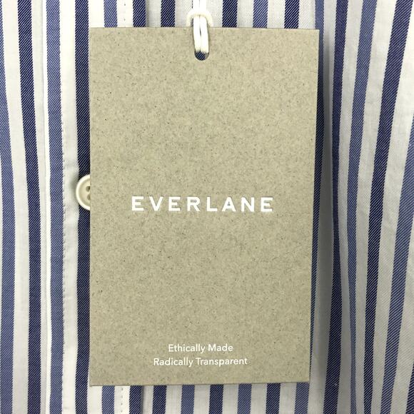 Everlane Woven PJ Top M Boxy Dropped Shoulder Button Front Cotton Striped NWT - Picture 4 of 6